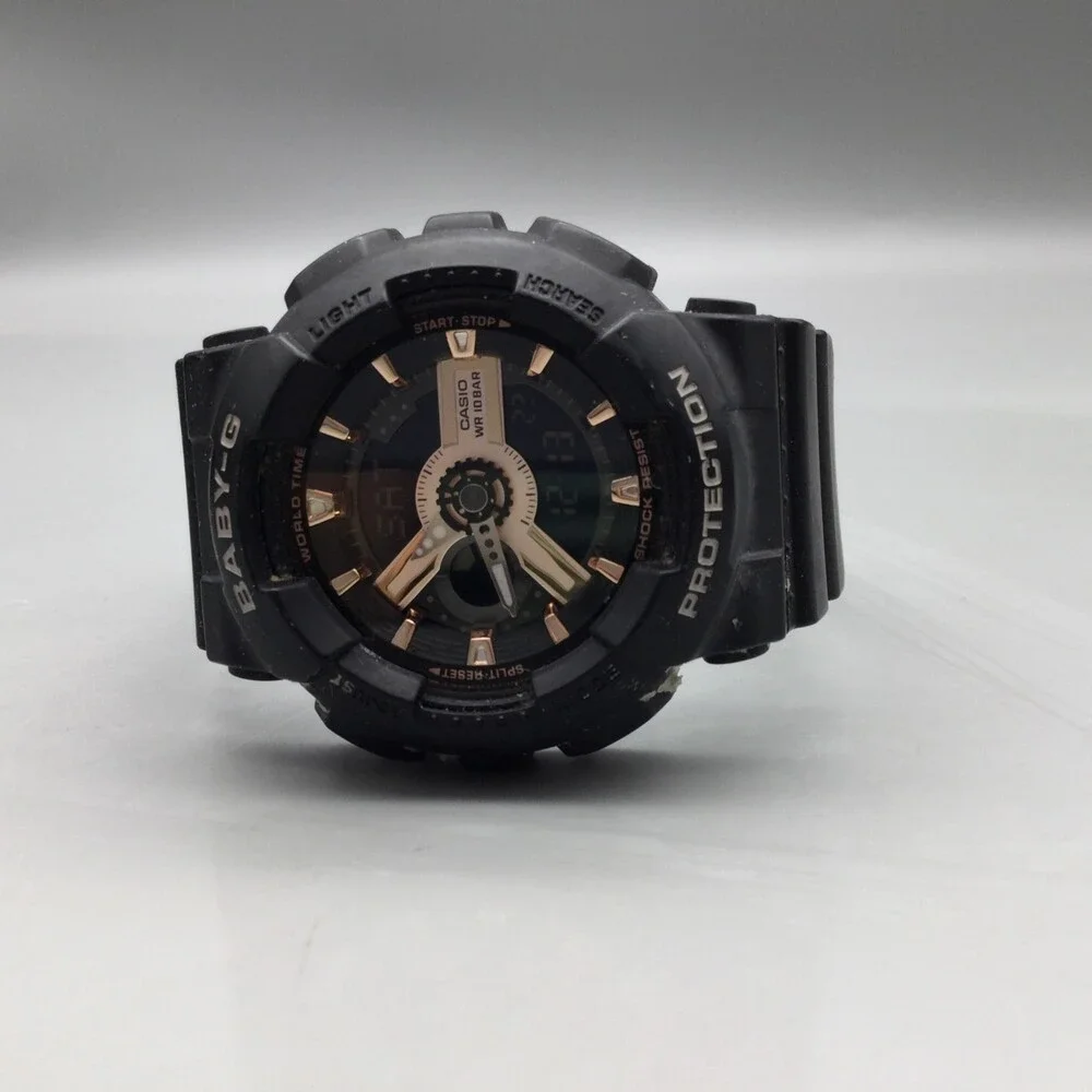 Casio Baby-G Watch Men BA-110XRG 43mm Black Rose Gold Tone New Battery